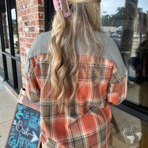 Oli & Hali Orange Plaid Button Down Shirt